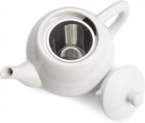 img 1 attached to 32Oz White Porcelain Tea Pot With Stainless Steel Infuser And Lid - Perfect For Blooming & Loose Leaf Teas By LE TAUCI.