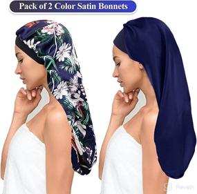 img 3 attached to Satin Bonnet Braids Bonnets: Ultimate Hair Protection for Bath & Bathing Accessories