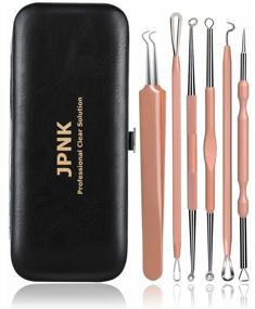 img 4 attached to JPNK NEW Pink Blackhead Remover Kit For Acne Blemish Removal, Whitehead Popping, Zit Extractor Tool Set With Leather Bag