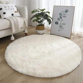 img 4 attached to 4X4 Soft White Round Area Rug: Modern Fluffy Circle Rug For Kids, Baby Room & Living Room - MIEMIE