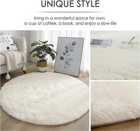 img 3 attached to 4X4 Soft White Round Area Rug: Modern Fluffy Circle Rug For Kids, Baby Room & Living Room - MIEMIE