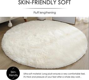 img 2 attached to 4X4 Soft White Round Area Rug: Modern Fluffy Circle Rug For Kids, Baby Room & Living Room - MIEMIE