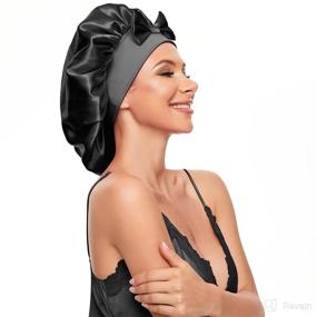 img 1 attached to 🌙 Sleep in Style: Discover the Ultimate Satin Bonnet Jumbo with Elastic for Optimal Comfort and Hair Care