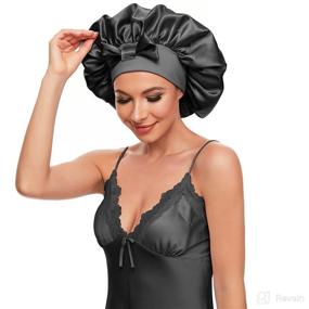 img 2 attached to 🌙 Sleep in Style: Discover the Ultimate Satin Bonnet Jumbo with Elastic for Optimal Comfort and Hair Care