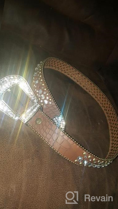 img 1 attached to Stylish Women'S Rhinestone Western Cowgirl Belt With Studded Design And Leather Finish - 35158 50158 review by Christopher Morgan