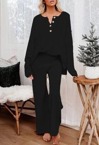 img 3 attached to Stay Comfortable And Stylish In Viottiset Women'S Sweatsuit With Knit Long Sleeve Sweater And Wide-Leg Pants