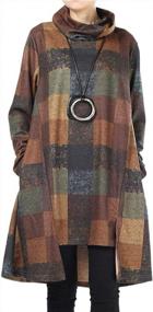img 4 attached to Стильно и удобно: женские клетчатые платья-туники FTCyanz с длинными рукавами и карманами