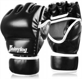 img 4 attached to Xinluying MMA Gloves Martial Arts Grappling Sparring Punch Bag UFC Boxing Training Half Mitts For Men Women