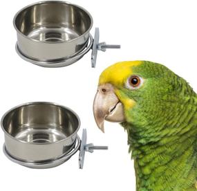 img 4 attached to 🐦 Premium Stainless Steel Bird Cage Seed Feeder Set for Medium and Large Parrots - 2 Pack