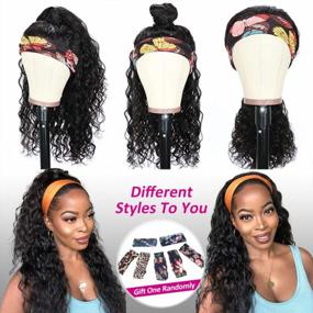 img 2 attached to Glueless Water Wave Headband Wig - 100% Human Hair, Easy To Wear, 150% Density, Brazilian Style, Ideal For Black Women - 16 Inch WaterWave Headband Wig