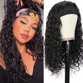 img 3 attached to Glueless Water Wave Headband Wig - 100% Human Hair, Easy To Wear, 150% Density, Brazilian Style, Ideal For Black Women - 16 Inch WaterWave Headband Wig