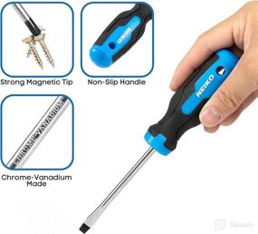 img 3 attached to 🧰 NEIKO 01378A Magnetic Screwdriver Set - 10 Piece Phillips & Flathead Kit, Heat Treated Chrome Vanadium Steel, Slotted Head Tip, Non-Slip Cushioned Handle Grips - Small Screwdriver Tool Kit