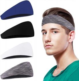 img 4 attached to Stay Cool And Dry With Dapaser Sport Headbands- Ideal For Running, Yoga, And Cycling - Pack Of 4 Moisture Wicking Unisex Hairbands