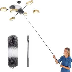 img 4 attached to 🪢 Microfiber Feather Duster: Extendable 100" Pole for High Ceiling Cleaning, Fan, Blinds, Furniture, Keyboard & Cars