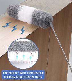 img 1 attached to 🪢 Microfiber Feather Duster: Extendable 100" Pole for High Ceiling Cleaning, Fan, Blinds, Furniture, Keyboard & Cars