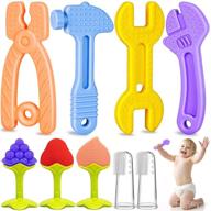 👶 oliker teething toys, baby teething toys 0-6 months (7 pack), bpa-free silicone baby teethers for babies 6-12 months with 2 baby finger toothbrushes - soothe baby's sore gums logo