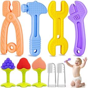 img 4 attached to 👶 OLIKER Teething Toys, Baby Teething Toys 0-6 Months (7 Pack), BPA-Free Silicone Baby Teethers for Babies 6-12 Months with 2 Baby Finger Toothbrushes - Soothe Baby's Sore Gums