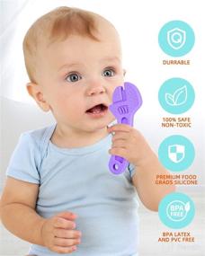 img 3 attached to 👶 OLIKER Teething Toys, Baby Teething Toys 0-6 Months (7 Pack), BPA-Free Silicone Baby Teethers for Babies 6-12 Months with 2 Baby Finger Toothbrushes - Soothe Baby's Sore Gums