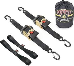 img 4 attached to 🔒 PowerTye 2in x 10ft Retractable Heavy-Duty Ratchet Tie-Downs: Latch Hooks, Soft-Tyes, Storage Bag - 800 lb Working Load Limit / 2,400 lb Breaking Strength - Black (Pair)