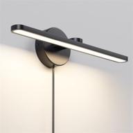 🔆 mantolite 16 inch led vanity lighting fixtures - wall mounted plug in light fixtures for bathroom over mirror - modern home bedside wall picture lamps sconces, 11w 3000k - black make-up mirror front lamp логотип