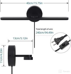 img 2 attached to 🔆 MantoLite 16 inch LED Vanity Lighting Fixtures - Wall Mounted Plug in Light Fixtures for Bathroom Over Mirror - Modern Home Bedside Wall Picture Lamps Sconces, 11W 3000K - Black Make-up Mirror Front Lamp