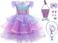 amzbarley mermaid tutu dress with accessories - perfect for halloween, birthdays and cosplay - little girls' mermaid outfit with tulle skirt and bowknot logo