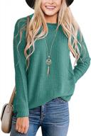 👚 tecrew women's waffle knit pullover sweaters - long sleeve, casual jumper tops for women logo
