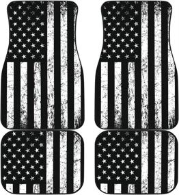 img 3 attached to 🚗 CHICKYSHIRT Black and White American Flag Patriotic Car Floor Mat Set - Customized, Universal Fit for Most Vehicles, Cars, Sedans, Trucks, SUVs