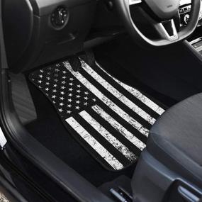 img 2 attached to 🚗 CHICKYSHIRT Black and White American Flag Patriotic Car Floor Mat Set - Customized, Universal Fit for Most Vehicles, Cars, Sedans, Trucks, SUVs