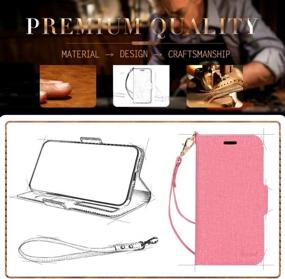 img 3 attached to RFID Blocking Skycase IPhone 11 Pro Max 6.5" Handmade Flip Folio Wallet Case With Card Slots And Detachable Hand Strap - Pink