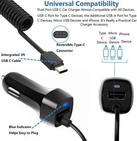 img 2 attached to High-Speed Charging USB C Car Charger with Coiled Cable for Samsung Galaxy S20 FE, S10 Lite, A51 5G & More - 2Pack Bundle!