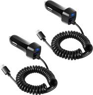 high-speed charging usb c car charger with coiled cable for samsung galaxy s20 fe, s10 lite, a51 5g & more - 2pack bundle! логотип