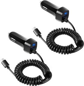 img 4 attached to High-Speed Charging USB C Car Charger with Coiled Cable for Samsung Galaxy S20 FE, S10 Lite, A51 5G & More - 2Pack Bundle!