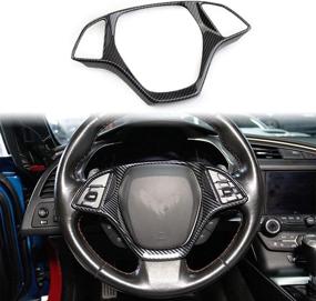 img 4 attached to 🚗 Enhanced Carbon Fiber Style Steering Wheel Cover Molding Trims for 2014-2018 Chevrolet Corvette C7 (Large Size)