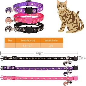 img 2 attached to 🐱 Uteuvili 3 Pack Breakaway Cat Collars with Bell Moon - Safe and Stylish Kitten Collars with Charm - Black, Purple, Pink