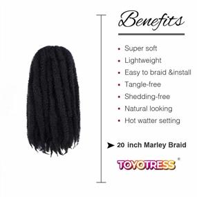 img 1 attached to 20 Inch Marley Twist Crochet Hair Extensions 1B Natural Black 6 Packs Afro Kinky Curly Faux Locs Synthetic Braiding ToyoTress Marley Hair Crochet Braids
