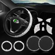 🚗 fitamin steering wheel logo cap for toyota accessories + 2.75" bling car cup coaster + 2pcs key start rings + diy 15" diamond crystal interior decorations for women - enhance automotive seo логотип