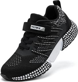img 4 attached to Kids Mesh Sneakers - Lightweight Anti-Slip Breathable Athletic Shoes For Toddlers And Big Kids Walking Shoe.