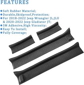 img 2 attached to 🚪 Full Coverage Soft Rubber Door Sill Guards Kit for 2018-2022 Jeep Wrangler JL JLU Unlimited & Gladiator JT 4-Door – Durable Door Sill Protectors & Accessories