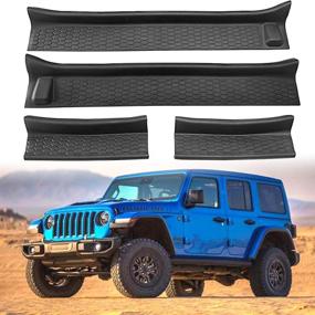 img 4 attached to 🚪 Full Coverage Soft Rubber Door Sill Guards Kit for 2018-2022 Jeep Wrangler JL JLU Unlimited & Gladiator JT 4-Door – Durable Door Sill Protectors & Accessories