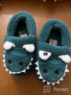 img 1 attached to Warm & Cozy Winter Slippers For Toddlers: JACKSHIBO Dinosaur House Shoes With Fur Lining. review by Anurak Grubb