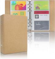 boshiho 6 ring binder credit card holder - natural recycled kraft business id case for 90 name cards (a6 size) логотип