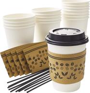 ☕ convenient 50pk disposable coffee cup set with sleeves, lids, and stirrers for hot beverages to go логотип