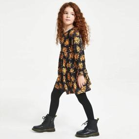 img 1 attached to Girls A-Line Tiered Dress: QPANCY Casual Flounce Long Sleeve Flowy Pleated Ruffle Hem