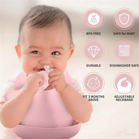 img 3 attached to 👶 Waterproof Silicone Baby Bib Teething Spoons Feeding Set with Teether Toys - Toddler Bibs, Snap Infant Bib for Boys and Girls