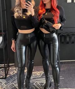 img 3 attached to High Waisted Faux Leather Leggings For Women - STARBILD Black Compression Tights For A Stylish And Comfortable Fit
