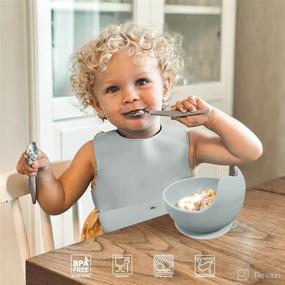 img 2 attached to TotAha Silicone Baby Bib: Flip & Pull-Proof with Waist 👶 Strap, Bigger Food Pocket, Easy Clean No Stain + Adjustable Fit