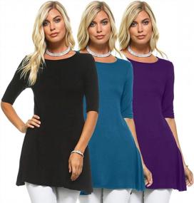 img 4 attached to Get A Versatile Wardrobe With Isaac Liev Women'S 3 Pack Tunic Tops - USA Made Breathable Basic Blouses For Everyday Wear
