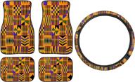 african ethnic tribes pattern car mats & steering wheel covers: complete set for car, truck, suv, van logo