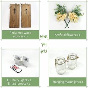 img 2 attached to Farmhouse Wood Wall Art Decor With Remote - Besuerte Rose Bouquet Flowers And LED Fairy Lights XLarge Jacobean Wall Sconces Set Of Two For Home Living Room And Bedroom Decorations